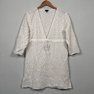 Talbots White Eyelet Swim Coverup Tunic, 100% Cotton, Great Condition